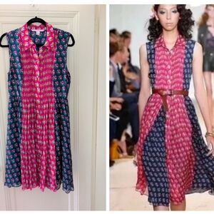 Diane Von Furstenberg Pink and Blue Midi Dress